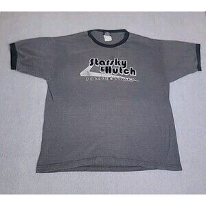 Thunder Creek Starsky & Hutch Police Squad Shirt Mens XL Gray Ringer Tee 2004